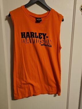 Harley-Davidson Kids Bright Orange Sleeveless Tank with Black Logo